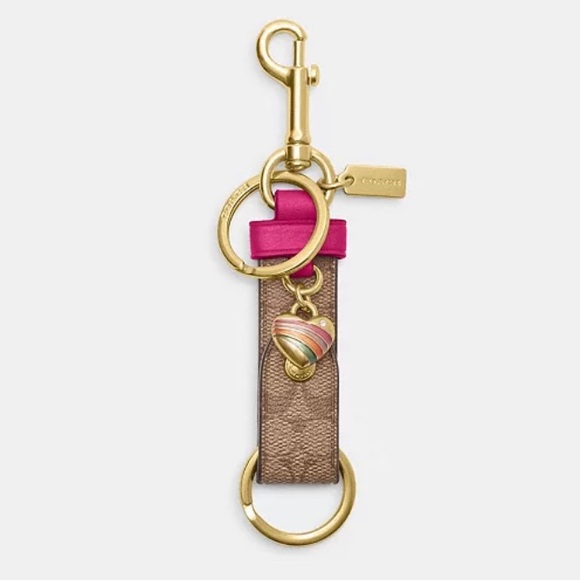 NEW! COACH Trigger Snap Bag Charm Double End Valet Key Ring Rainbow Heart NWT! - Picture 16 of 16